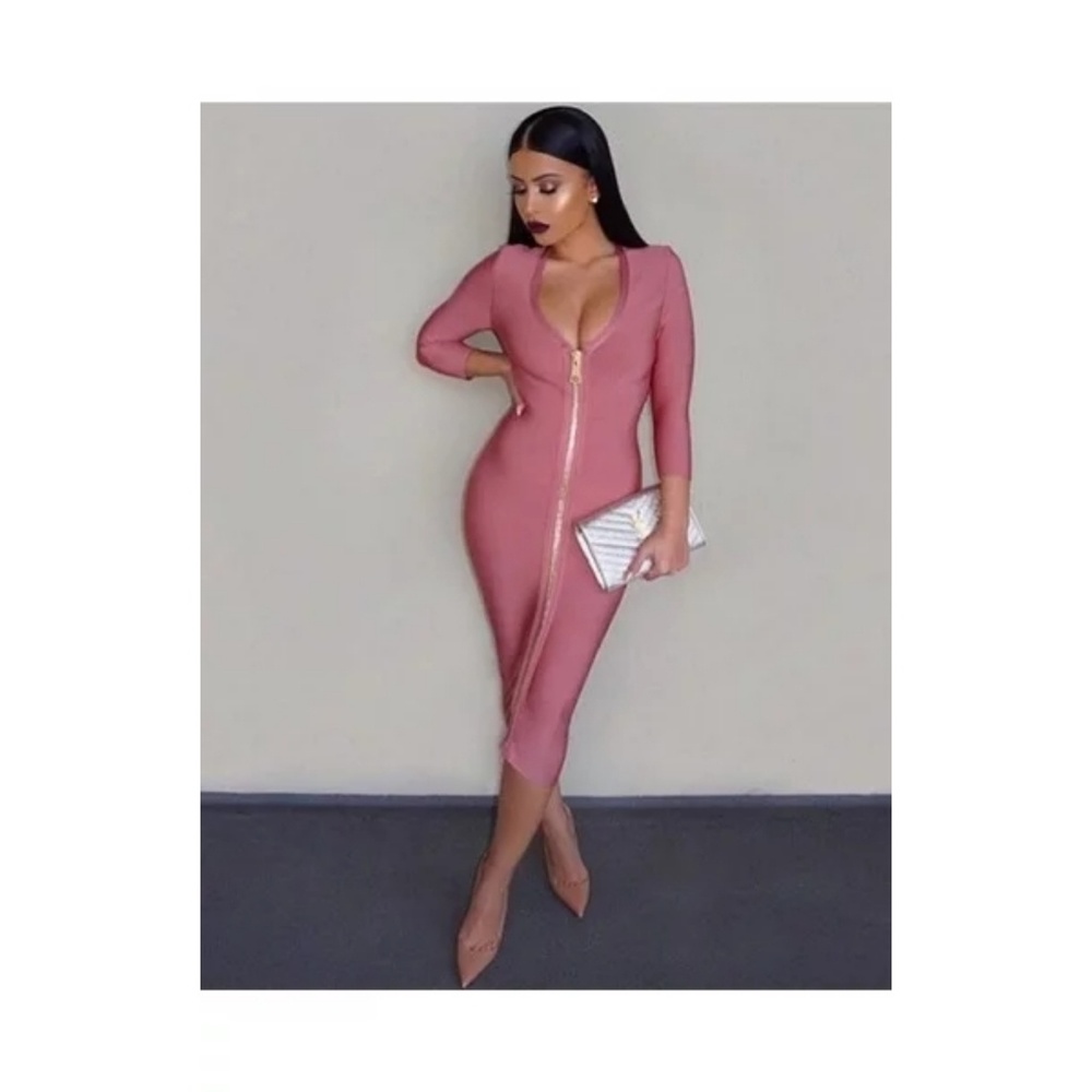 Long-sleeve bandage dress L